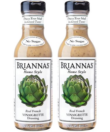 BRIANNAS Home Style Real French Vinaigrette I Gluten Free, Sugar Free, Vegan I Made in Small Batches - 12 Fl Oz (2 Pack)