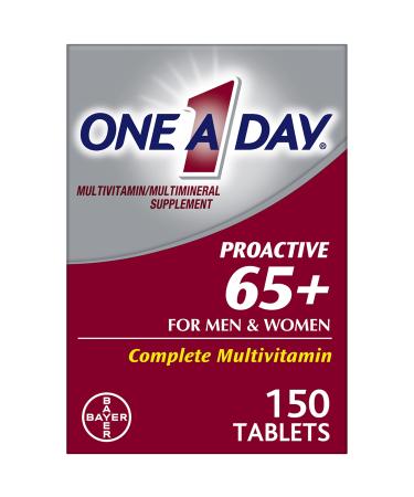 One A Day Proactive 65+, Mens & Womens Multivitamin, Supplement with Vitamin A, Vitamin C, Vitamin D, and Zinc for Immune Health Support*, Calcium, Folic Acid & more, 150 Count