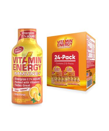 Vitamin Energy Immune+ Energy Drink Shots | Natural Nutrients to Energize & Support Immune System | Sugar- & Carb-Free | Immunity Formula | up to 7+ Hours | Tango Orange - 1.93 fl oz - Pack of 24 1.93 Fl Oz (Pack of 24)