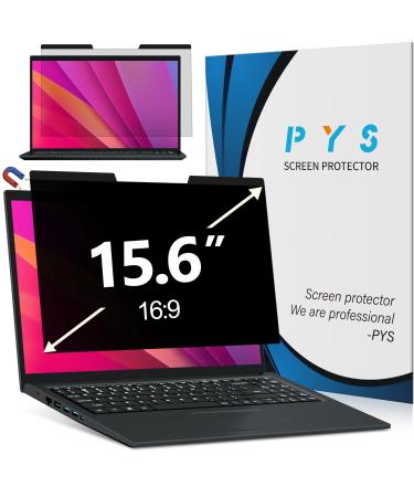 PYS Magnetic Privacy Screen Filter for 15.6 Inch 16:9 Laptop - Detachable Computer Screen Privacy Shield Anti-Glare Blue Light Removable 15.6