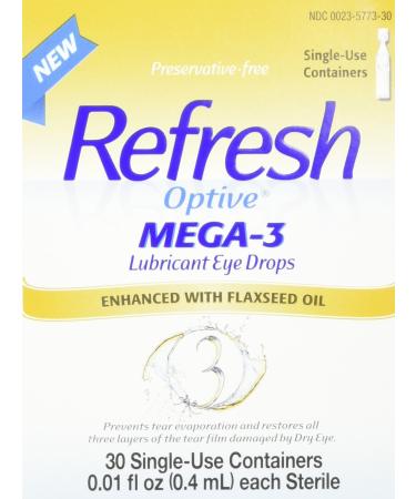 Refresh Optive Mega-3 Lubricant Eye Drops, 30 Single (Pack of 2)