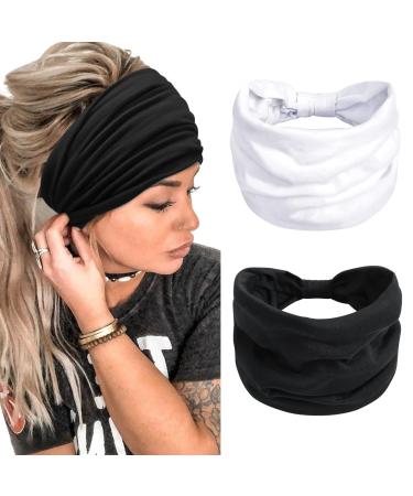 TERSE Adjustable Headbands for Women Non Slip Fashion Knotted Headbands Tie  Headbands for Women's Hair Non Slip for Workout Sports Headbands Color-B
