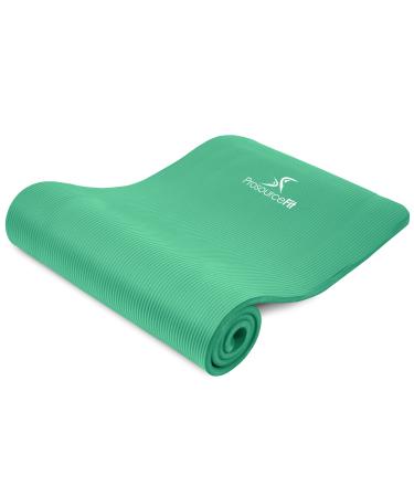 ProsourceFit Extra Thick Yoga Pilates Exercise Mat, Padded Workout Mat for Home, Non-Sip Yoga Mat for Men and Women, 71 in x 24 in Green 1/2