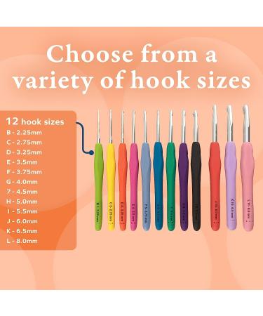 BeCraftee Crochet Hooks Kit - 12 Piece Set Extra-Long Crocheting Needles  with Soft, Ergonomic Rubber Grips and 12 Hook Sizes - Knitting & Crochet  Supplies for Beginners, Comfortable/Easy to Use Standard 12 Hook Set