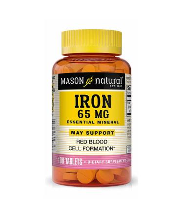 Mason Natural Ferrous Sulfate Iron Supplement Green Tablets Compare to Feosol - 100 Ea