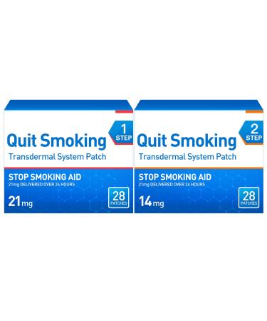 2 Pack Stop Smoking Aid Patches Step 1 and Step2 21mg and 14mgQuit Smoking Aid That Work - Easy and Effective to Quit Smoking 56 Patches 8-Week Kit