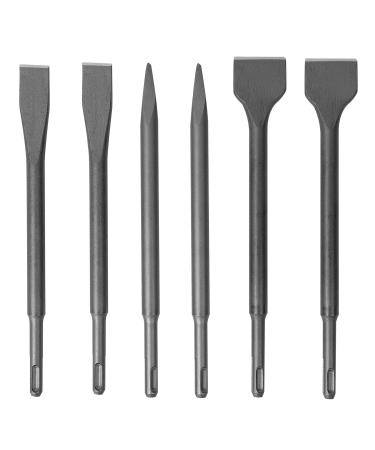 KINJOEK 6 PCS Chisel Set SDS Rotary Hammer Drill Bit Set with Carrying Case Pointed Chisels Flat Chisels Wide Chisels