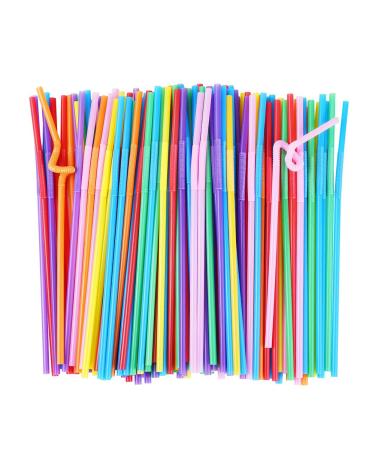 ALINK 12-Pack Reusable Plastic Clear Glitter Straws, 13 in Extra