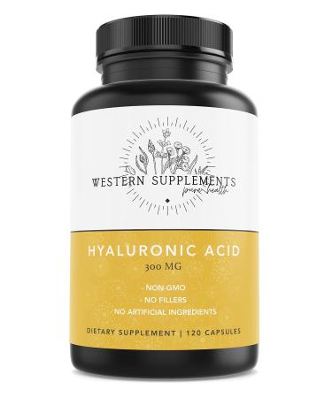 Western Supplements 300mg Pure Hyaluronic Acid Supplement with Vitamin C - 1 Capsule Serving  3 Month Supply Supports Healthy Skin Anti-Aging Beauty Hydration Joints