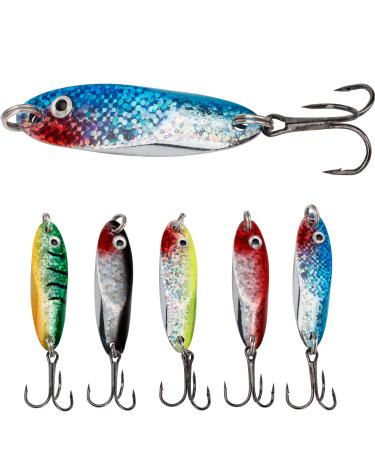THKFISH Fishing Lures Fishing Spoons Fishing Bait Trout Lures Bass Lures  Fishing Spoons Lures 1/8oz 1/5oz 1/4oz 3/8oz 1/2oz 3/4oz 1oz,5PCS 1/4oz-5pcs