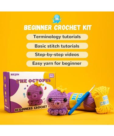 HEJIN Crochet Kit for Beginners, Beginner Crochet Kit for Adults Kids,  Octopus Crochet Animal Kit Include