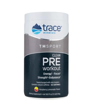 Trace Minerals | TMSPORT Series Pre Workout Supplement | Energy and Strength Booster | No Artificial Color| Raspberry Lemonade Flavor | 18.1 Ounce 40 servings