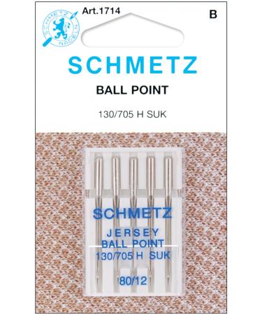 Schmetz 1714C Ball Point Jersey Machine Needles, Size 80/12, 5-Pack