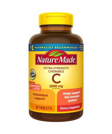 Nature Made Extra Strength Dosage Chewable Vitamin C 1000 mg per serving, Dietary Supplement for Immune Support, 90 Tablets, 45 Day Supply 90 Count (Pack of 1)