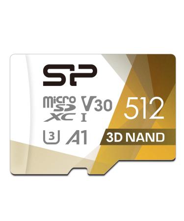 Silicon Power 512GB Micro SD Card U3 SDXC microsdxc High Speed MicroSD Memory Card with Adapter for Nintendo-Switch, Steam Deck, DJI Pocket 2 and Drone
