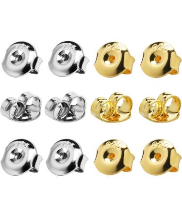 4-Pairs Screw Earring Backs,18K Gold Plated Sterling Silver Screw on  Earring Backs Replacements for Diamond Earring Studs, Hypoallergenic Secure  ScrewBacks for Threaded Post .032 White Gold 4 Pairs