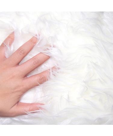 Faux Fur Fabric Christmas Fluffy Fuzzy Craft Shaggy Synthetic Plush Patch  Sewing Fur Cuts for DIY Halloween Winter Costume Gnome Beard Miniature  Dolls Costume Rugs Mats (White 60 x 18 Inch) 60