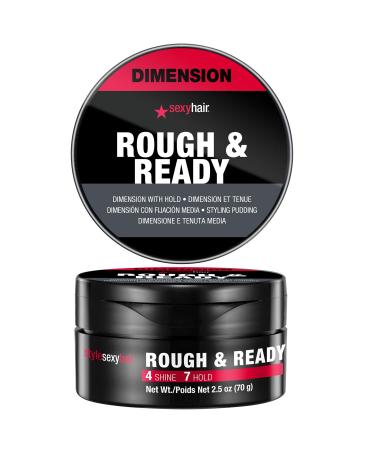 SexyHair Style Rough & Ready Dimension with Hold Styling Putty | Pliable Hold | Allows Easy Molding, Defining and Shaping Rough & Ready | 2.5 fl oz