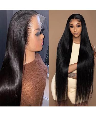 Bele 13x4 Transparent Lace Front Wigs 180% Density Human Hair Straight HD  Deep Part Lace Front Wigs Brazilian Virgin Huamn Hair for Black Women  Natural Color Pre Plucked with Baby Hair 28inch