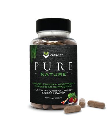KaraMD Pure Nature - Fruit & Veggie Superfood Supplement with Antioxidants for Energy, Cognitive Clarity, Immunity & Digestion Support - Vegetable Capsules - 30 Servings (120 Capsules)