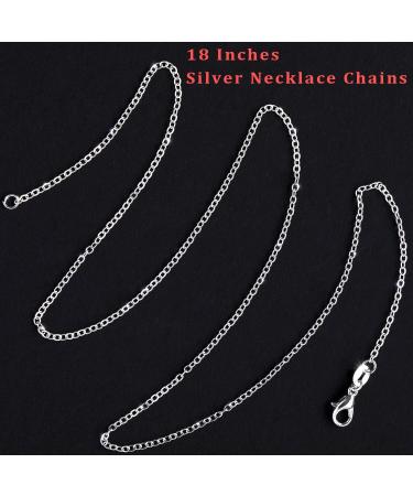 SANNIX 50 Pack Silver Plated Necklace Chains Bulk, Cable Chain