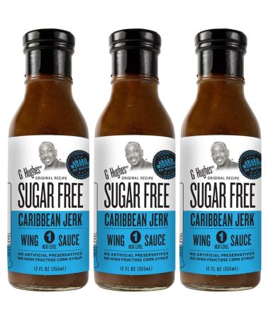 G Hughes Sugar Free Caribbean Jerk Wing Sauce (3 pack) | Jerk Sauce with Bold Island Flavors that’s Gluten-Free, Low Carb, Vegan, Low Fat | Fits Reduced Sugar Lifestyles, Keto Friendly 12 Fl Oz (Pack of 3)
