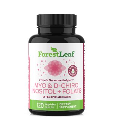 Myo and D-Chiro Inositol Supplement Blend with Folate - Hormone Balance, Ovulation and Ovarian Support for Women - Hair Growth, Weight Management, Fertility and Pregnancy Health (120) 120 Count (Pack of 1)