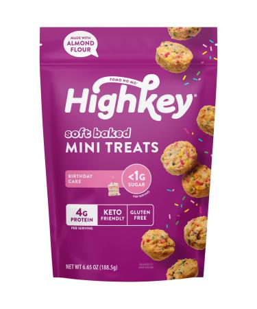 HighKey Low Carb Birthday Cake Mini Treats - 6.65oz Keto Snack Pack Gluten Free Muffins Sweet Low Carb Bread Bites Healthy Snacks Adults Kids Sugar Free Diabetic Soft Baked Treat Diet Friendly Food