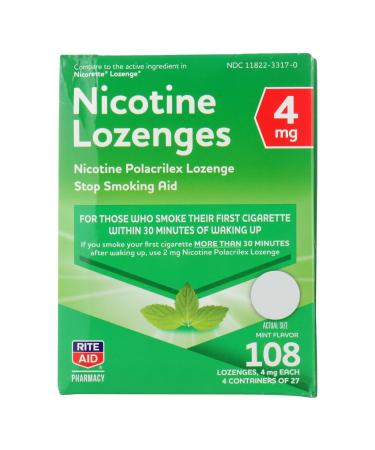 Rite Aid Mint Nicotine Lozenges, 4mg - 108 Lozenges | Quit Smoking Products