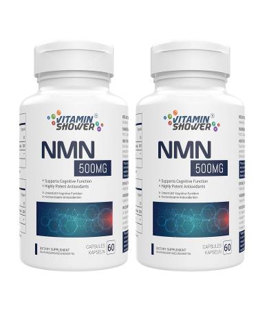 Vitamin Shower NMN Supplement 500mg Nicotinamide Mononucleotide NAD Supplements Energy Metabolism Booster  Cellular Repair for Muscle Health Healthy Aging (120 Capsules Pack of 2) 60 Count (Pack of 2)