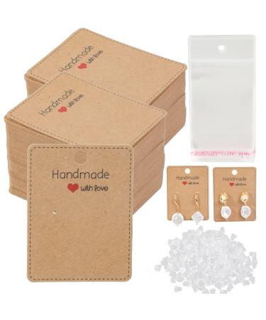 Femtindo 200PCS Bracelet Display Cards Sturdy Necklace Holder Cards Self  Adhesive Jewelry Packaging Selling Card for Small Business of Keychain  Earring Hair Band and Scrunchies Hanging 1.8x4.7 inches Brown