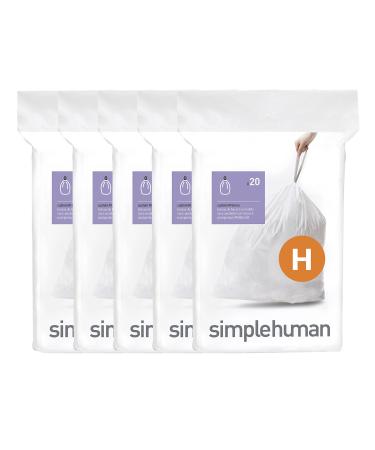 simplehuman Code A Custom Fit Drawstring Trash Bags in Dispenser Packs, 90  Count, 4.5 Liter / 1.2 Gallon, White