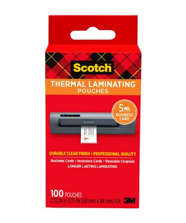 Scotch Thermal Laminating Pouches, 5 Mil Thick for Extra Protection, 2.32 x 3.70-Inches, Business Card Size, 100-Pack (TP5851-100)