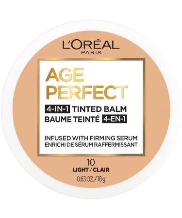 L'Oreal Paris Age Perfect 4-in-1 Tinted Face Balm Foundation with Firming Serum, Light 10, 0.61 Ounce