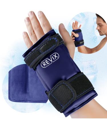 REVIX Wrist Ice Pack Wrap for Carpal Tunnel Relief, Reusable Gel Ice Packs for Hand Injuries, Cold Compress, Swelling, Sprains and Tendonitis (1 Pack), Navy