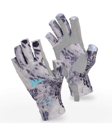 KastKing Sol Armis Sun Gloves UPF50+ Fishing Gloves UV Protection Gloves Sun Protection Gloves Men Women for Outdoor, Kayaking, Rowing A: Silver Mist Prym1 Large-X-Large
