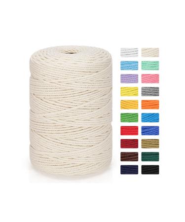 Macrame Cord 3mm x 328Yards(984Feet), Natural Cotton Macrame Rope - 3  Strands Twisted Macrame Cotton Cord for Wall Hanging, Plant Hangers,  Crafts