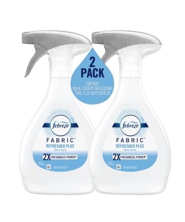 Febreze Fabric Spray, Odor Eliminator for Strong Odor, Refresher Spray PLUS with Clean Scent, 16.9 Fl Oz (Pack of 2)