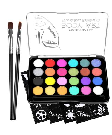  Face Paint Kit – Dermatologically Tested – Non-Toxic &  Hypoallergenic – Professional Face Painting Kit for Kids & Adults – Cosplay  Makeup Kit – Easy to Apply & Remove – Leakproof Dry Glitters