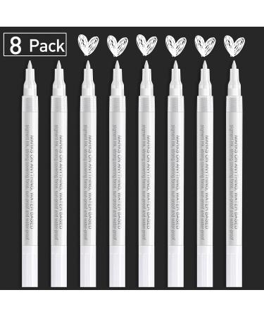  AKARUED Acrylic White Paint Pen Fine Tip: 8 Pack 0.7mm Black  White Paint Marker Pens for Wood, Water-Based White Markers for Black Paper  Metal Stone Plastic Writing, Opaque Ink (6 White +