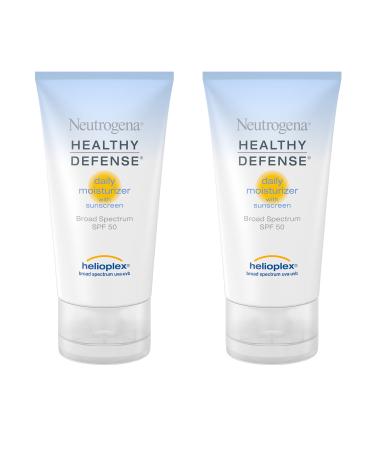 Neutrogena Healthy Defense Daily Moisturizer with SPF 50 and Vitamin E, Lightweight Face Lotion with SPF 50 Sunscreen and Antioxidants, Vitamin C & Vitamin E, 1.7 fl. oz (Pack of 2) 1.7 Fl Oz (Pack of 2)