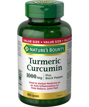 Nature's Bounty Turmeric Curcumin 1000mg Plus Black Pepper, 90 Capsules