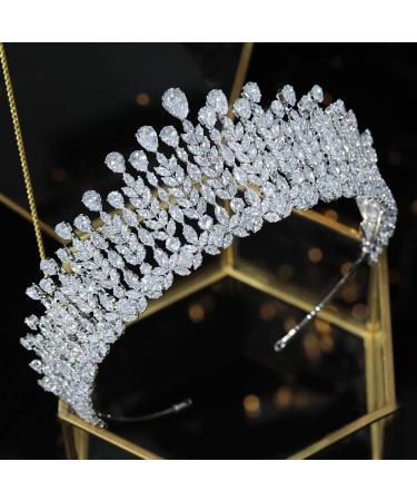 Aoligrace AAA Zirconia Small Wedding Crowns for Women Sparkly CZ