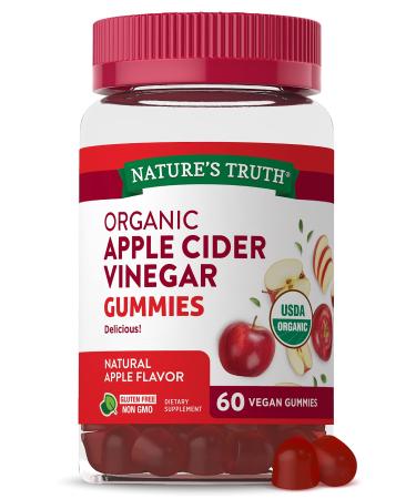 Organic Apple Cider Vinegar Gummies | 60 Count | Vegan, Gluten Free & Non-GMO | USDA Certified Organic | Apple Flavor | by Nature's Truth