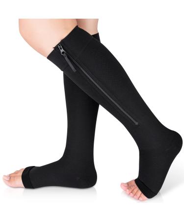 Ailaka Zipper Compression Socks Medical, 15-20 mmHg Knee High Compression  Socks for Men Women, Close Toe Support Socks for Varicose Veins, Edema