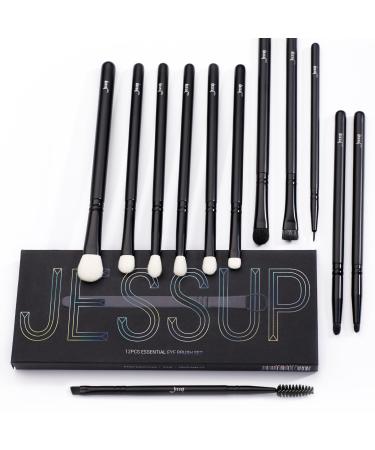 Jessup Eye Makeup Brushes Set Professional Blending Brush for Makeup Eyeshadow 13pcs Premium Synthetic Blender Brush Makeup Black T338