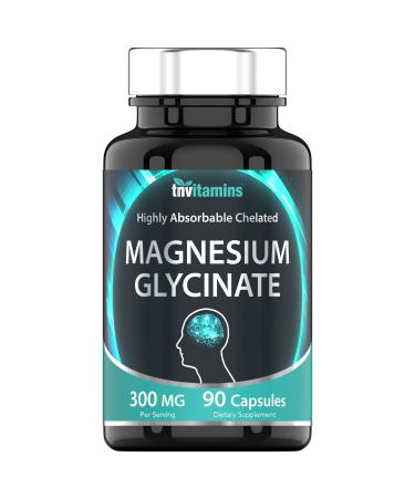 Chelated Magnesium Glycinate Capsules (300 MG x 90 Count) for Women & Men | AKA Magnesium Bisglycinate | Highly Absorbable | Calm Sleep Muscle Nerve & Stress Support* | by TNVitamins