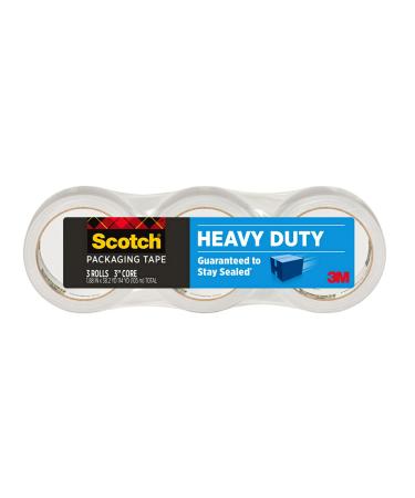 Scotch Heavy Duty Shipping Packaging Tape, 1.88" x 38.2 yd, 3" Core, Clear, Great for Packing, Shipping & Moving, 3 Rolls (3850S-3) 3 Rolls Tape
