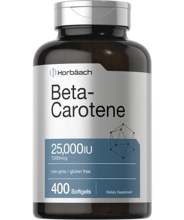 Beta Carotene 25000 IU Softgels | 7,500 mcg | 400 Count | Non-GMO and Gluten Free Formula | Vitamin A as Beta-Carotene Supplement | Value Size | by Horbaach