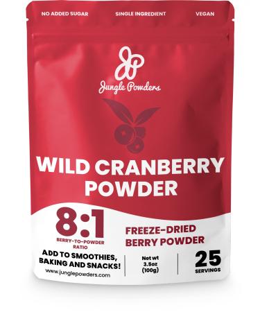 Jungle Powders Wild Cranberry Powder 3.5oz Natural Freeze Dried Whole Cranberry Extract Non GMO Vegan Friendly Powdered Cranberries No Sugar Added 3.5 Ounce (Pack of 1)